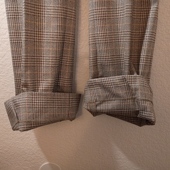 Chico's Plaid Pants Brown Neutrals Metallic Accents size 14/16 - Picture 14 of 16